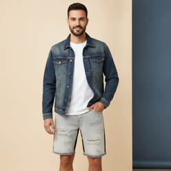 Circular portrait of Alex Rivera, a man with short dark hair and a beard, wearing a dark denim jacket and white t-shirt, agai